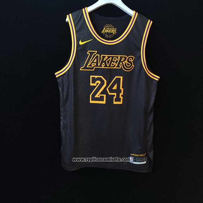 Camiseta Los Angeles Lakers Kobe Bryant #24 Black Mamba Autentico Negro